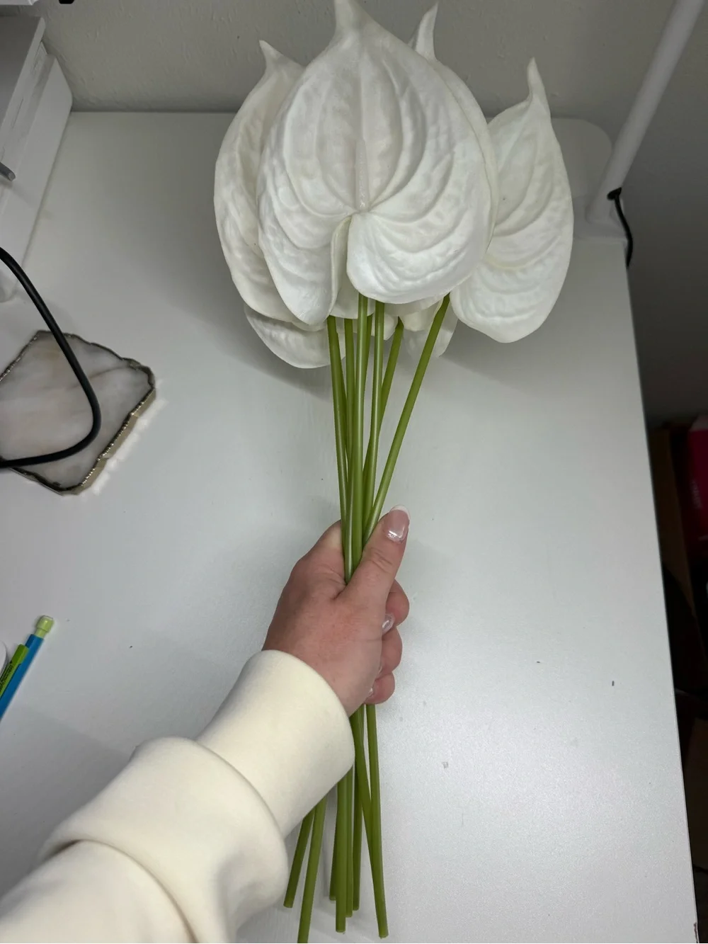 White Anthurium Faux Flower Bundle - Home Accents